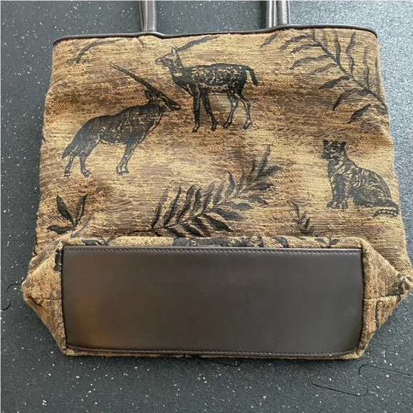 Bueno Large Brown Tapestry Zebra Animal Scene Bucket Shoulder Handbag Tote - Picture 10 of 11